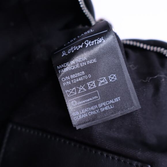 & OTHER STORIES Soft Leather Studded Shoulder Bag Black and Silver - Picture 9 of 9